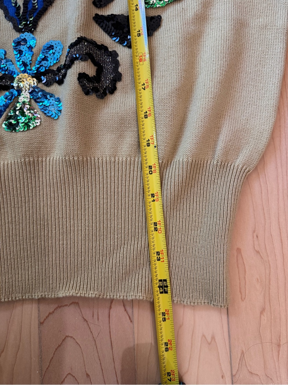 Vintage Escada Margaretha Ley Tan Sequin Horse Sweater - Picture 7 of 8